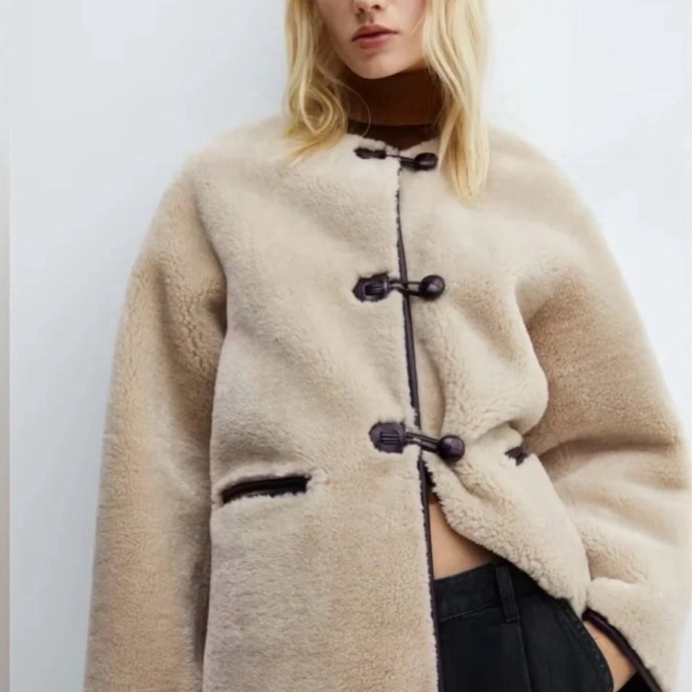 Mango Viral Faux Shearling Toggle Coat - Women
